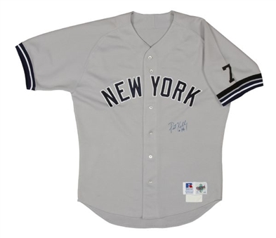 1995 Pat Kelly Game Worn and Signed New York Yankees Road Jersey With Mantle Armband